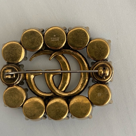 Gucci Jewelry Gucci Gg Crystal Large Brooch Authentic Bronze Poshmark